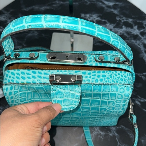 PATRICIA NASH Nela Satchel Blue Leather Crossbody Bag AUTHENTIC -Broken Latch - Picture 9 of 9